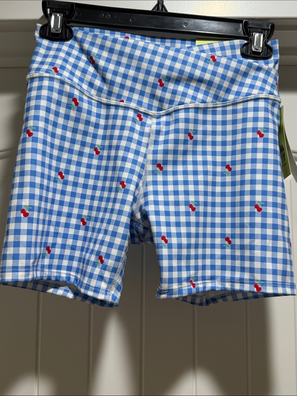 Blue Gingham Cherry-Print Girl’s Active Shorts